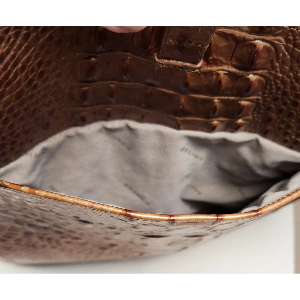 Brahmin All Day Tote Toasted Almond Croc Embossed Leather Large Shoulder Bag - Picture 9 of 14